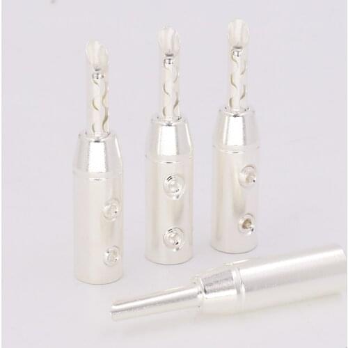 8Pcs BA1417 Silver Plated Z-Type Banana Plugs Banana Terminal Connector AMP Plug For Speaker Cable