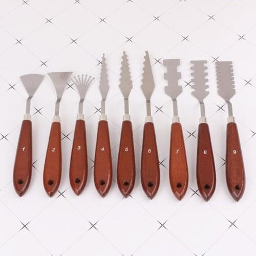9pcs/set Professional Stainless Steel Artist Oil Painting Palette Knife Spatula Paint Pallet Art
