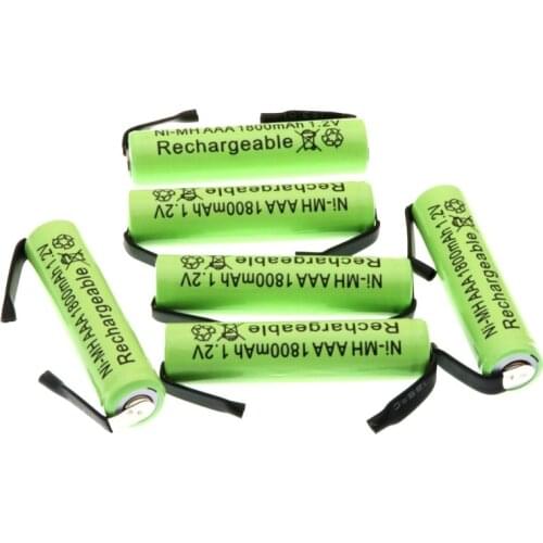 Ni-Mh 1.2V AAA Rechargeable Battery Cell, 1800mah, with Solder Tabs for Philips Braun Electric Shaver, Razor, Toothbrush