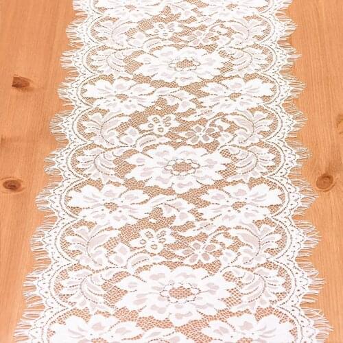 White Lace Table Runner Wedding Place Layout Home Dining Table Decoration Tablecloth Party Supplies