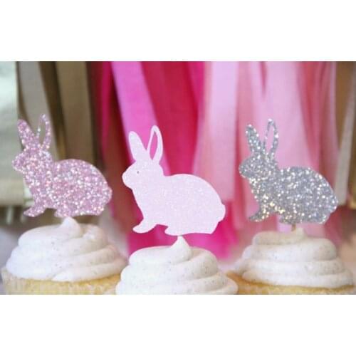 Glitter Glitter Bunny Rabbit easter cupcake toppers Food Picks Bachelorette Wedding Bridal Engagement Lingerie Party