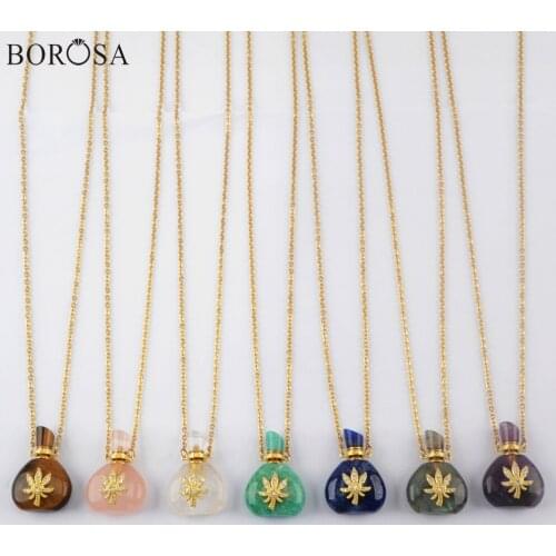 BOROSA 3Pcs 26" Stainless Steel Necklace Crystal Perfume Bottle Necklaces Chain Necklace Essential Oils Perfume Diffuser G1943-N