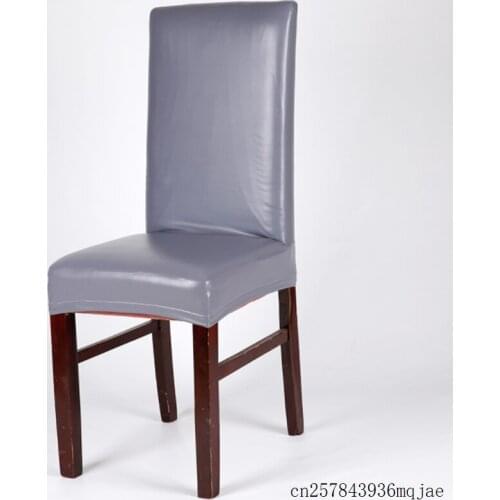 10pcs Dining Chair Covers Solid PU Leather Slipcover Waterproof and Oilproof Stretch Chair Covers for Home Decoration