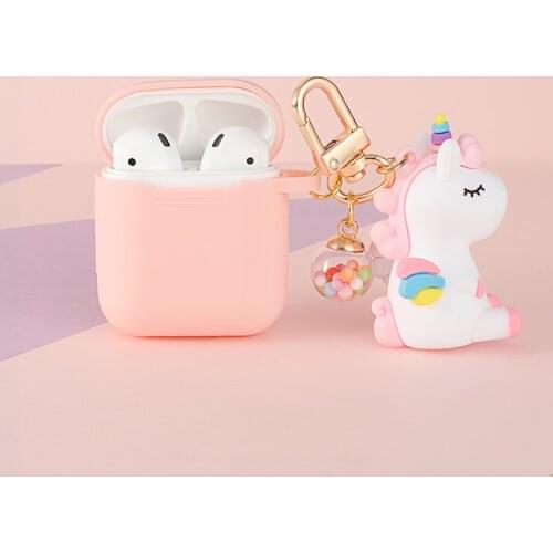 Cute Dream Unicorn Keychain Silicone Case For AirPods Earphone Cases For Apple Airpods 1 2 Bluetooth Headphones Protective Cover