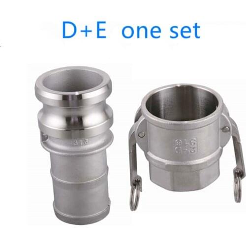 D+E one set of Camlock Fitting Adapter Homebrew 304 Stainless Steel Connector Quick Release Coupler 1/2"3/4"1” 1-1/4"1-1/2"