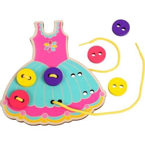 Threading Board Montessori wooden toy DIY Handmade Wear Stitching Button Hand-eye Coordination Game education toys for Children