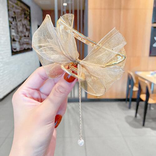 Elegant Claw Clips Temperament Grab Butterfly Metal Hair Accessories Headdress Hairpin Back Tassel Shark Clip