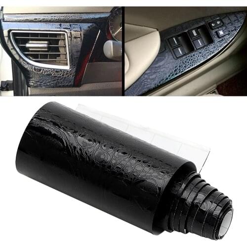 LEEPEE UV Protected Interior Decoration Leather Texture Car Sticker Film 150*10cm Black Simulation Crocodile Motorcycle Styling