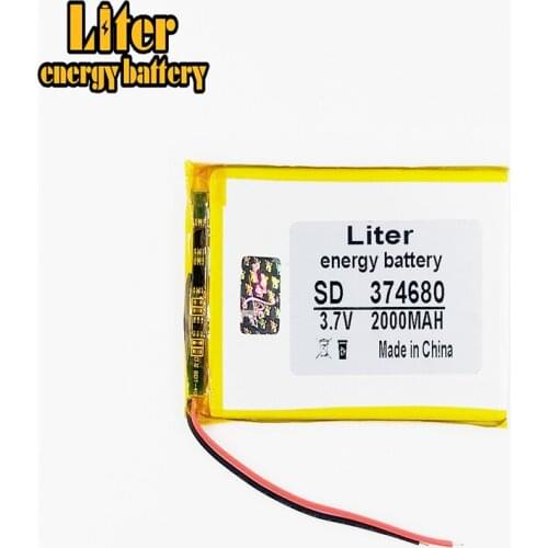 3.7V 2000mAh 374680 Lithium Polymer Li-Po li ion Rechargeable Battery cells For Mp3 MP4 MP5 GPS mobile bluetooth