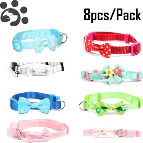 Cute Cat Collar Bow for Small Dogs Pink Breakaway Pet Collar Flower Puppy Kitten Quick Release Dog Collar Cat Accessories MP04