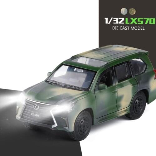 1:32 LX570 Alloy Off-road Car Model Military SUV Model Pull Back Toy Cars Vehicle With Sound Light for Children Adult Collection
