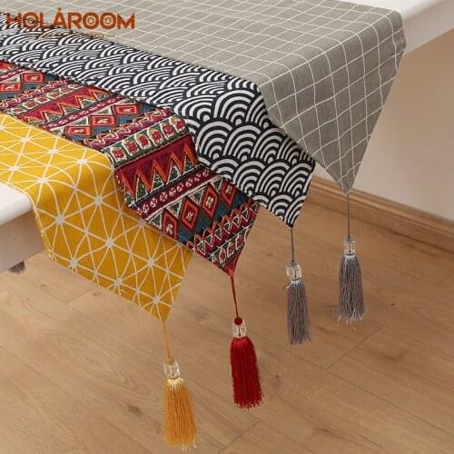 Holaroom Fashion Table Runners Cotton Linen Tablerunner Boho Decor Tablecloths Wedding Party Decoration Home Nordic Table Runner