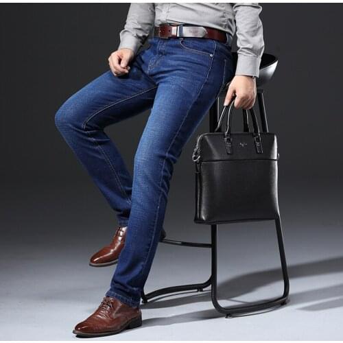 Mens Jeans New Business Pants Best Price Straight Denim Good Washed Fabric 30-40 Size All Seasons Cool Logo.On Sale Factory OEM