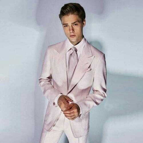 Pink Suits Men 2019 Wedding Peak Design Prom Party Groom Tuxedo 2Piece Man Blazer Costume Homme Smoking Jacket Terno Masculino