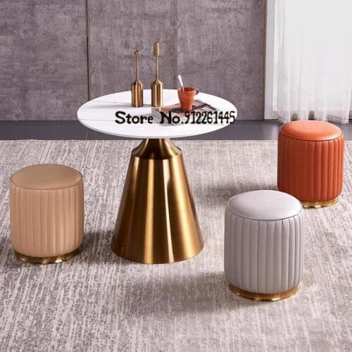 Light Luxury Leather Stool Soft Sitting Living Room Sofa Stool Small Pier Fitting Room Shoe Changing Stool Net Red Makeup Stool