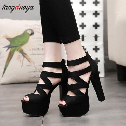 Chunky sandals Woman Square Heel Sandals Open Toe High Heels Platform Sandals Shoes Woman High Heel 2021 sapatos feminino