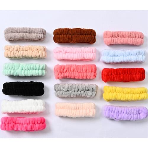 10pcs/lot Warm Coral Fleece Hairbands for Women Girls Wash Face Makeup Hair Holder Headband Elastic Solid Hair Band Accessories