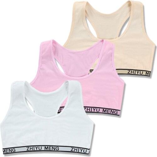 3pc Girl Bra Teen Tube Crop Top Underwear Small Vest Racerback Sport Training Bras Cotton Undies Outdoor Sports Bibycle Yoga Top