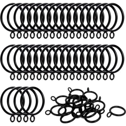 40 Pack 1.5 Inch (38Mm) Inner Diameter Metal Curtain Rings Drapery Eyelet Curtain Rings - Black