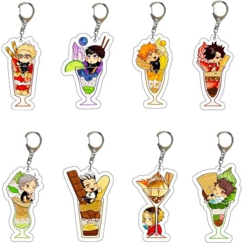 Anime Volleyball Boy Keychain Cartoon Haikyuu Kageyama Hinata Kenma Kozume Acrylic Figure Keychain Decor Bag Pendant Collection