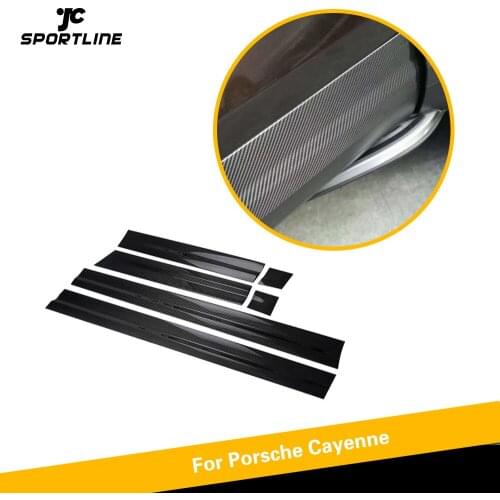 Car Side Door Steps Body Strip Fender Lip Trim for Porsche Cayenne 2015 2016 2017 Full Carbon Fiber Side Skirts Protection 6pcs
