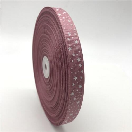 5Yards/lot 5/8" (15mm) Mauve Printed Star Grosgrain Ribbon Hair Bow Patry Wedding Christmas Decoration DIY Sewing