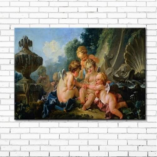 Free shipping classical religious myth baby angels landscape canvas painting oil painting on canvas wall art decoration picture
