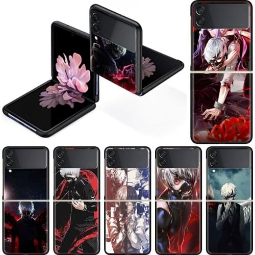 Case For Samsung Galaxy Z Flip 3 Black Hard Phone Cover ZFlip 3 5G Luxury Shockproof Bumper Cases Fundas Tokyo Ghou Anime Coque