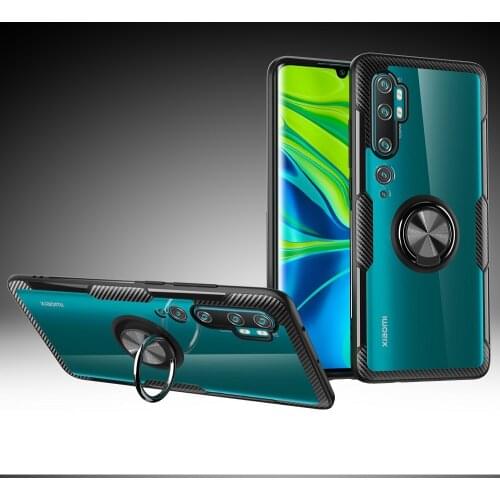 For Xiaomi Mi Note 10 Pro Case Hard With Ring Stand Magnet Transparent Protective back Cover case for xiaomi mi cc9 pro note10