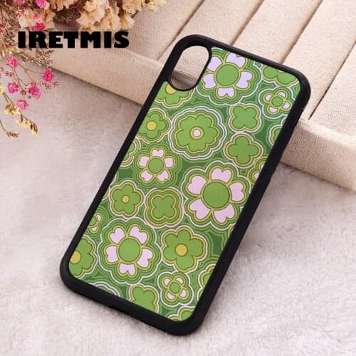 Iretmis 5 5S SE Phone Cover Case for iPhone 6 6S 7 8 Plus X Xs XR 11 12 Mini Pro Max Rubber Silicone Daisy Retro Green Floral
