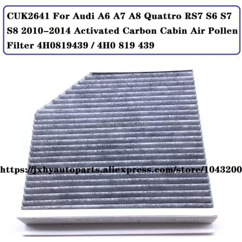 CUK2641 For Audi A6 A7 A8 Quattro RS7 S6 S7 S8 2010-2014 Activated Carbon Cabin Air Pollen Filter 4H0819439 / 4H0 819 439