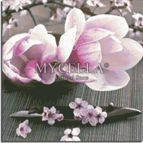 Pink Peach Blossom 5D DIY Diamond Painting Cross Stitch Needlework Round Rhinestone Mosaic Diamond Embroidery Christmas Crafts