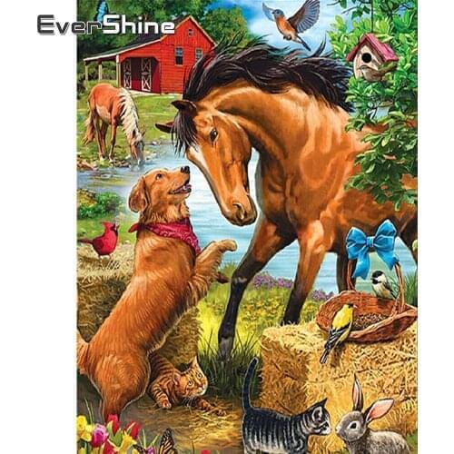 EverShine DIY Diamond Embroidery Animals Diamond Mosaic Horse Picture Rhienstones Needlework Cross Stitch Art Kits Home Decor
