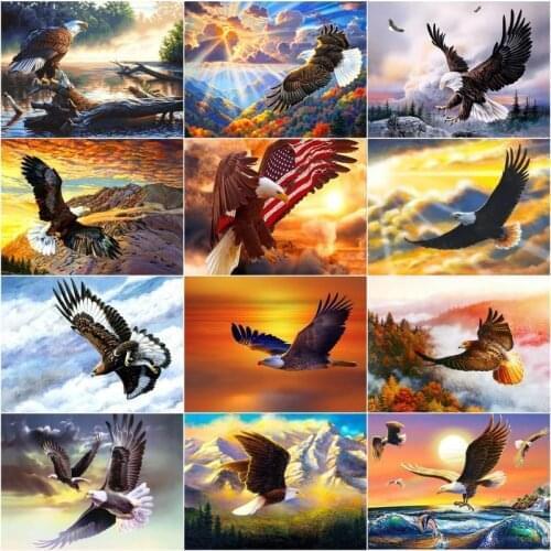 GATYZTORY Oil Painting By Number Flight Eagle Animals Drawing On Canvas HandPainted DIY Pictures Coloring By Number Kits Home De