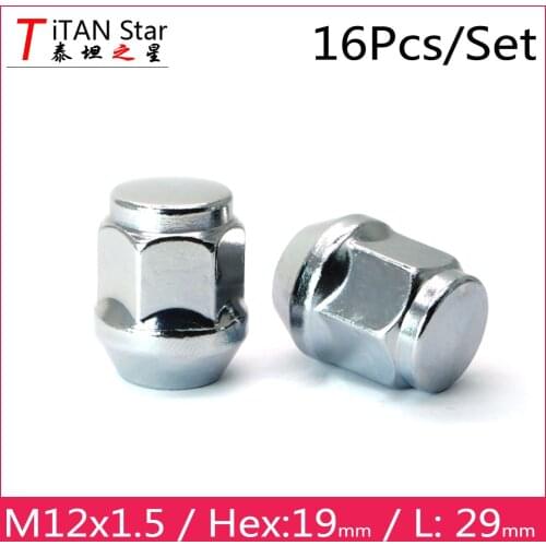 16PCS TiTAN Star M12 x 1.5 1.5 OEM OE Stock Wheels Lug Nuts Chrome For FORD FOCUS Buick Excelle Cruze Mondeo Ecosport