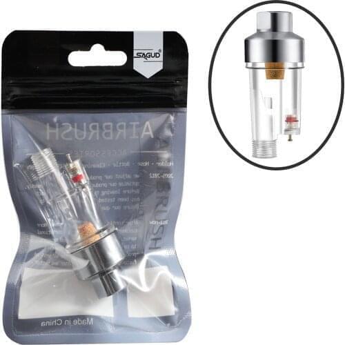 SAGUD Airbrush Tool In-Line Mini Air Filter and Oil Water Separator with 1/8 Inch Female Threads for Airbrush and Hoses Connect