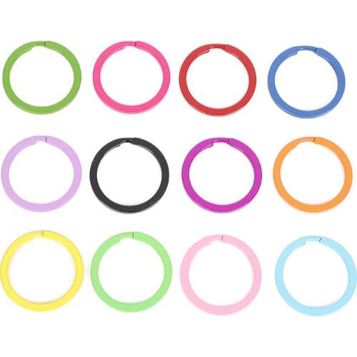 14 Styles Jewelry Making DIY Round Keychain Colorful Spray Paint Keychain Keyring Metal Split Ring Candy Color Key Chains