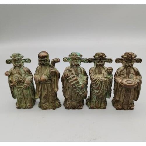 China brass archaize Fu Lu Shou Xi wealth small crafts statue A set