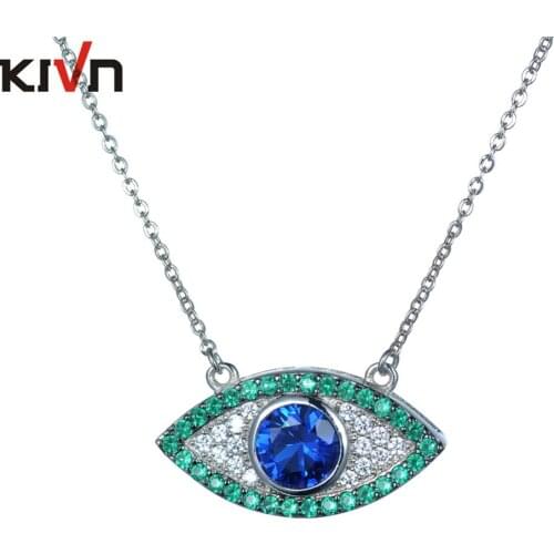 KIVN Fashion Jewelry Turkish Blue eye Cubic Zirconia Womens Girls Wedding Bridal Pendant Necklaces Mothers Birthday Gifts