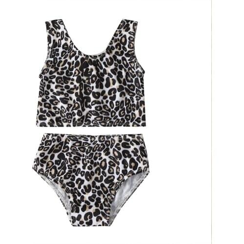 Newborn Baby Toddler Kids Girls Leopard Print Swimwear Bikini Baby Two Pieces Swimsuit NEW 2020 Summer