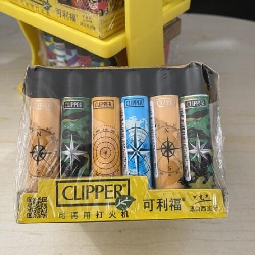 Clipper Grinding Wheel Original Gasoline Lighter Nylon Torch Free Fire Pocket Refillable Gas Lighter Use Collection Gift 1 Box