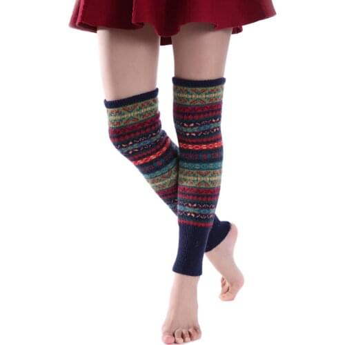 Fashion Women Winter Warm Long Leg Warmers Boot Knee High Knit Crochet Socks