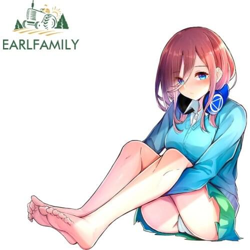 EARLFAMILY 13cm x 7.7cm for Cute Miku Nakano Car Sticker Camper Decal Vinyl Waterproof 3D Occlusion Scratch Vehicle Decoration