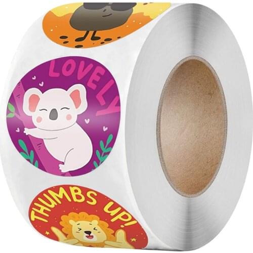 50-500pcs Animals Reward Sticker with Cute koala lion Encouragement Sticker Motivational Stickers for Students Stationery decor
