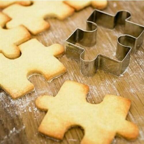 New 10Pcs Stainless Steel Cake Cookie Puzzle Shape Cookie Cutter Mold Cookie Tool Baking Accessories For Valentines Day