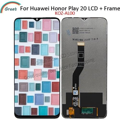 Original For Huawei Honor Play 20 LCD with Frame Display Touch Panel Screen Digitizer For Honor Play 20 LCD Play LCD KOZ-AL00
