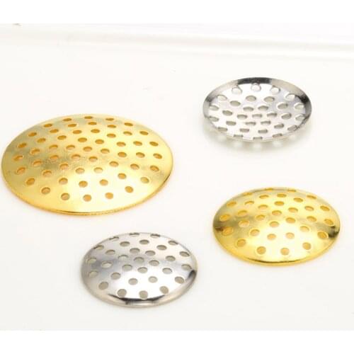 Multi hole cabocon flat round ring setting Gold Silver Plated For Jewelry Making DIY Findings Conponents Necklace Accessories