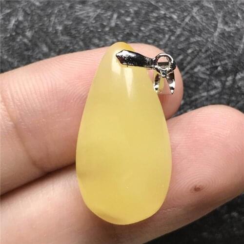 Real Natural Yellow Amber Pendant For Woman Lady Man 25x13x6mm Beads Silver Water Drop Gemstone Necklace Pendant Jewelry AAAAA