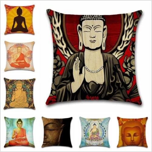 Religious Buddhism Buddha art Cotton Linen cushion Cover Decorative Home sofa chair seat car friend office gift Throw pillowcase
