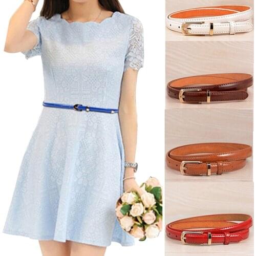 Exquisite Dress Waist Belt Ladies Women Solid Color Thin PU Fashion Wild Belts 100cm